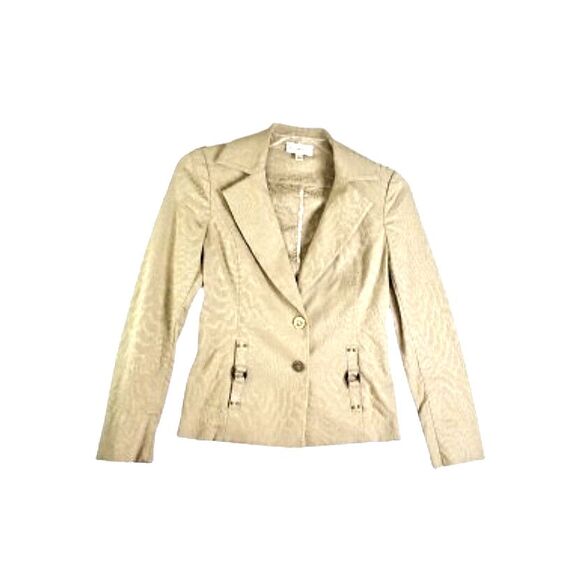 St John Sport Jackets & Blazers - ST JOHN SPORT Single Breasted Blazer Jacket Tan Jacquard Petite Small Two Button